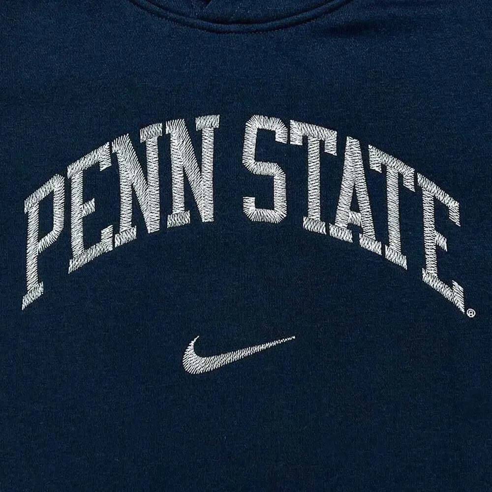 Nike Stripe Trim Penn State University PSU Hoodie Navy Blue White Size Small